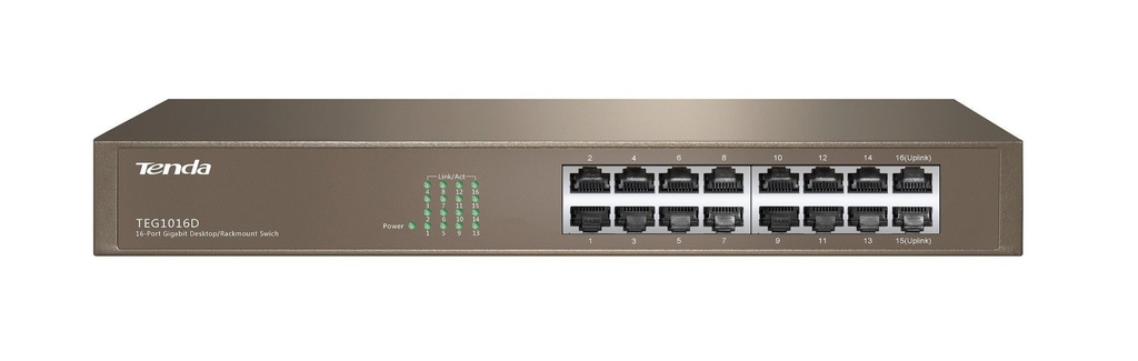 TEG1016D Switch Tenda 16 Ports GIGA 10/100/1000, Base-T, non manageable, Rackable