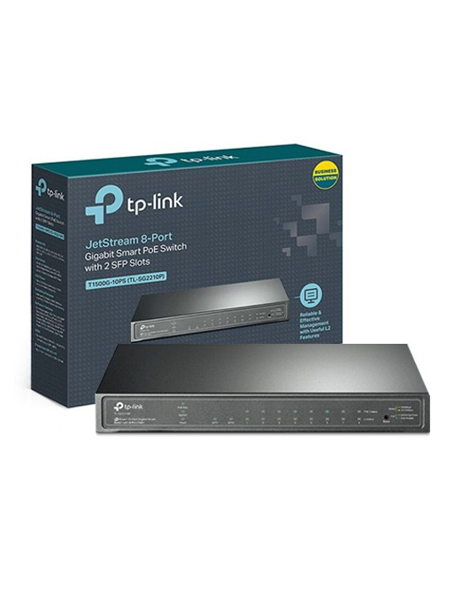 TL-SG2210P SWITCH 8 PORTS 10/100/1000 GIGA PEO+JETSTREAM SMART SWITCH/2SFP Giga/QoS et VLAN/Cap 20 Gbps (Non Blocking)