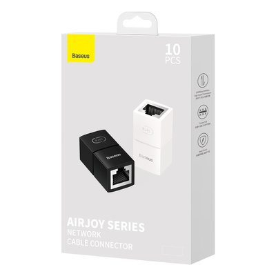 Network COUPLER ETHERNET RJ-45 CABLE CONNECTOR BASEAUS AIRJOY SERIES 10PCS-BALCK