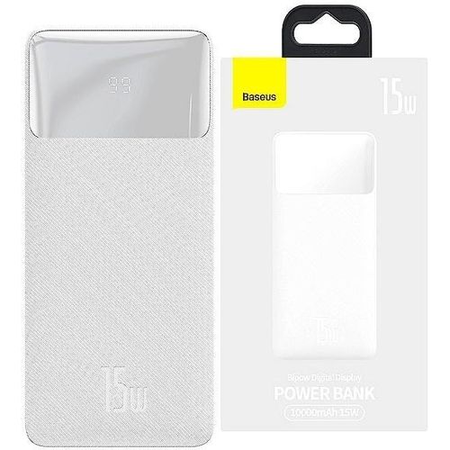[10000mAh 15W] Baseus Batterie Externe 1x USB-C + 2x USB-A 10000mAh 15W Baseus Bipow Blanc