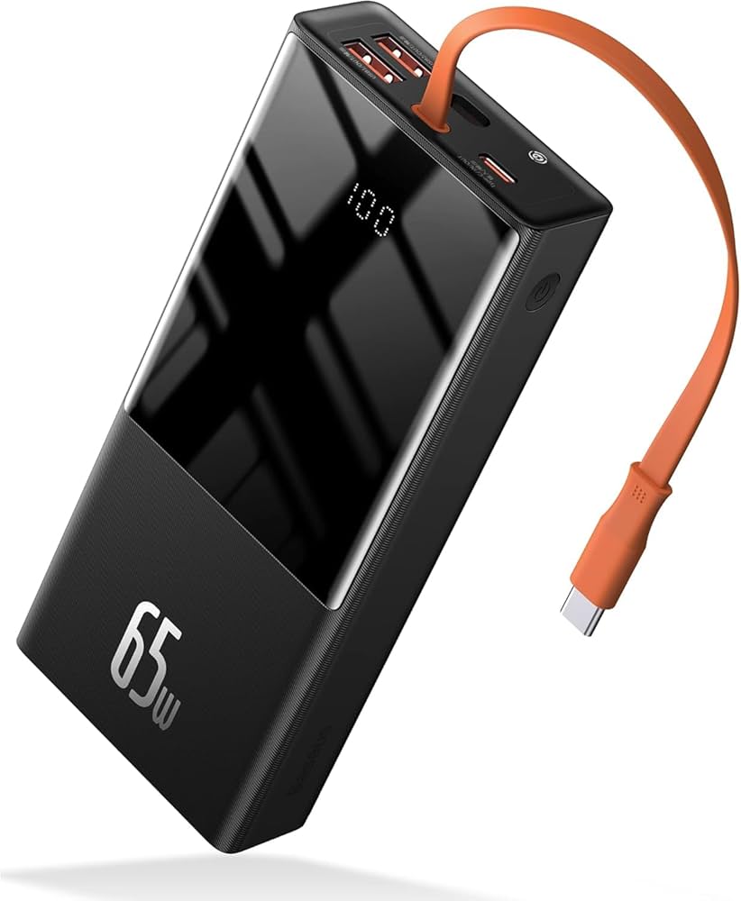 Baseus Power Bank PD 65W USB C avec cable de charge intégré