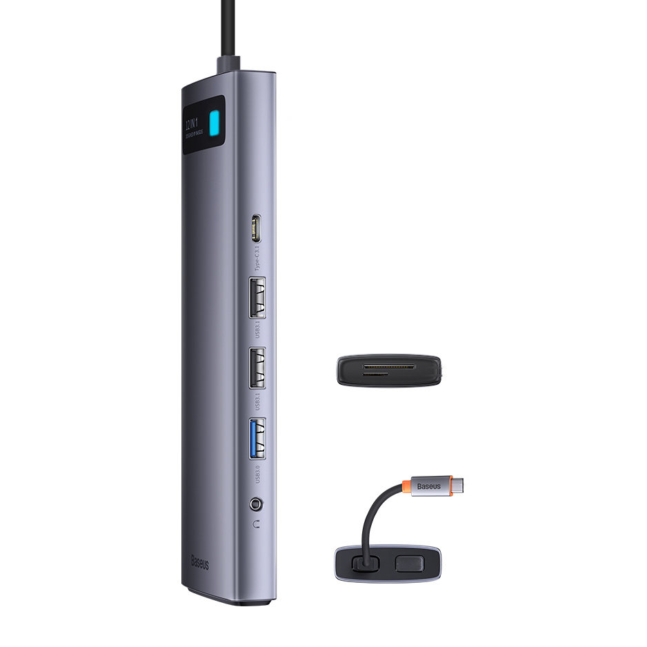 Baseus Hub 8-in-1 4K 30Hz USB 3.1 (C vers HDMI USB3.1, 10Gbps,RJ45,Port Ethernet, TF SD)