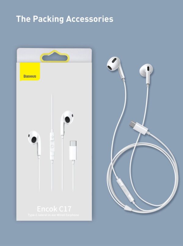 Baseus encok c17 in-ear wired headphones with usb type c microphone