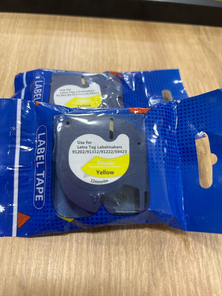 RUBAN DYMO PLASTIC YELLOW 12mmx4m