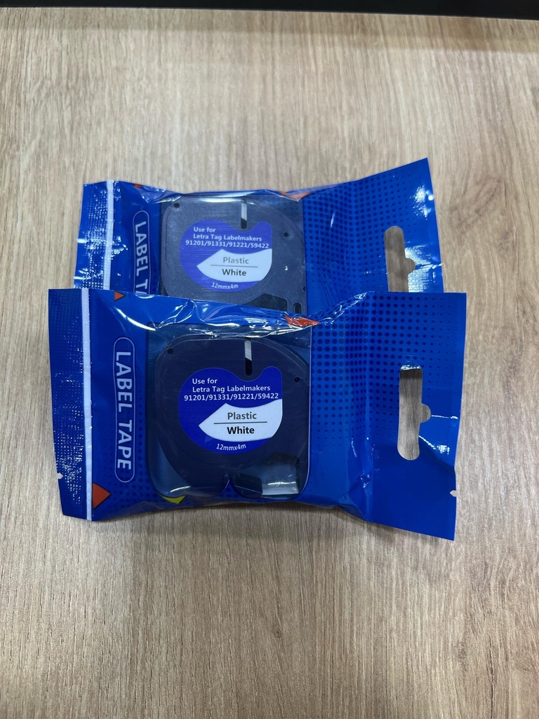 RUBAN DYMO PLASTIC WHITE 12mmx4m
