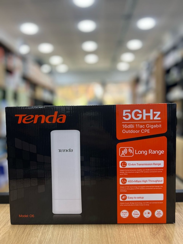 Tenda O6 Point d'acces Exterieur OUTDOOR CPE 16dbi Wi-Fi 5Ghz 867Mbps