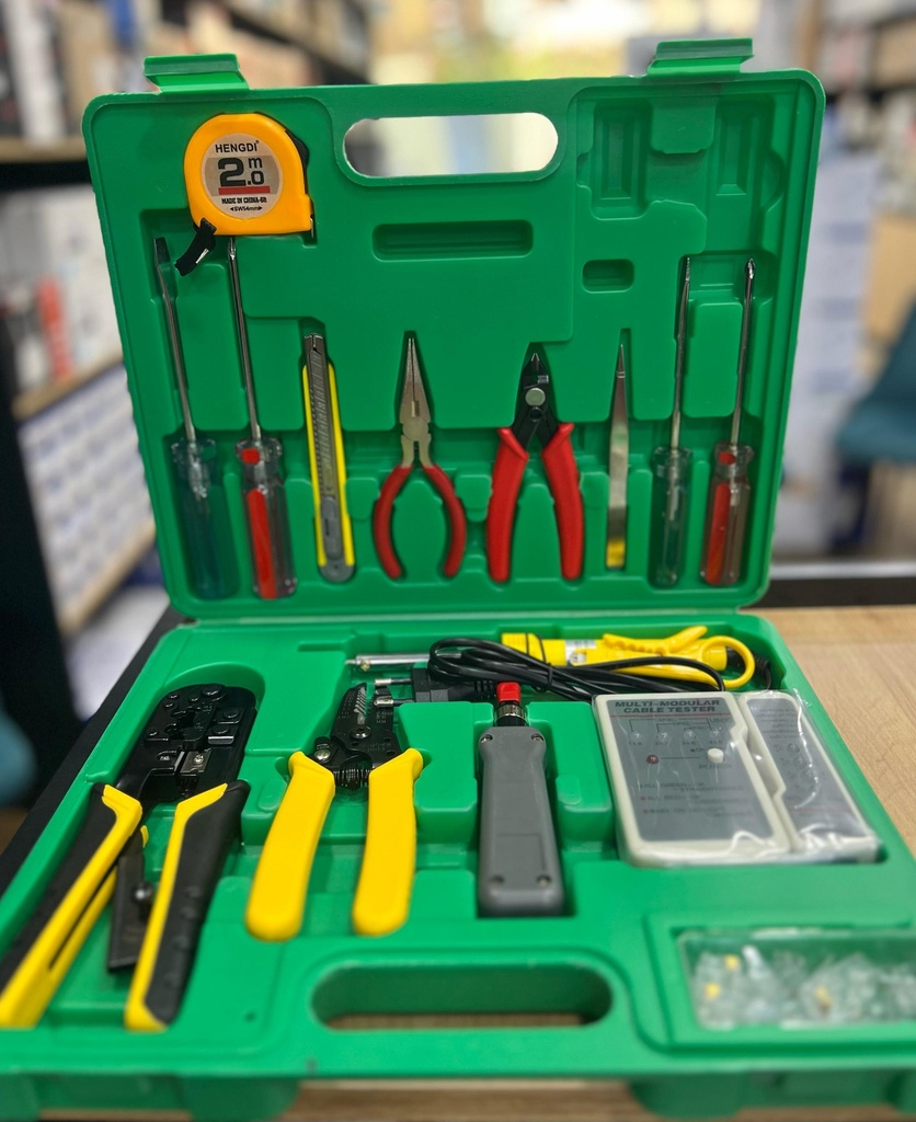 LW Mallette a Outile Reseaux 16 Pcs (Pince, Testeur, Tournevis)
