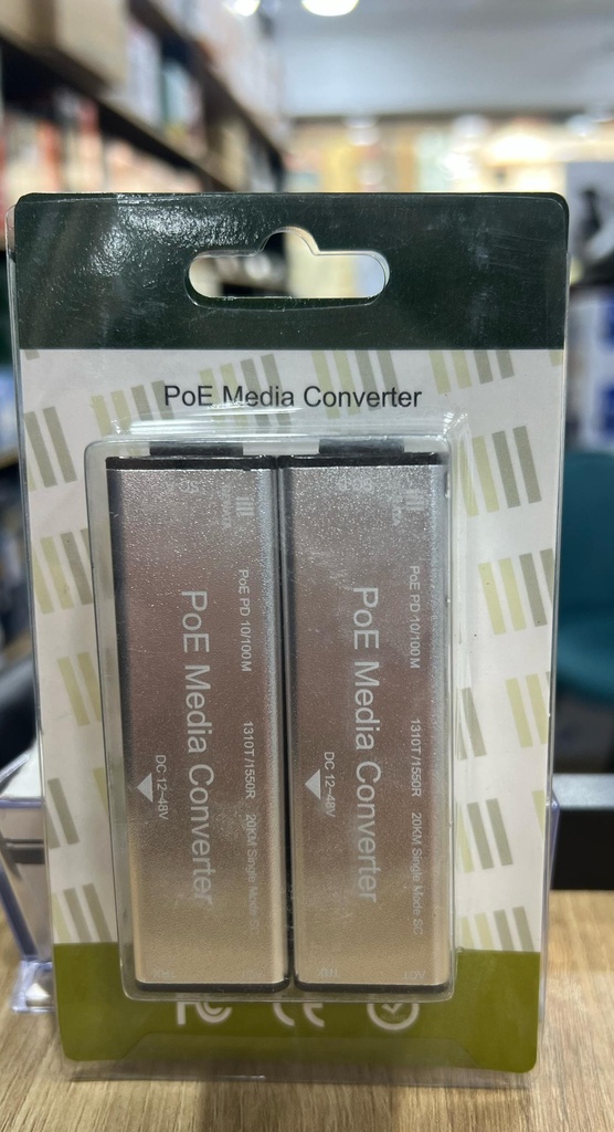 Convertisseur RJ45 PoE Fibre Optique SC Simplex Mono-Mode 3K 1310/1550nm1000mbps