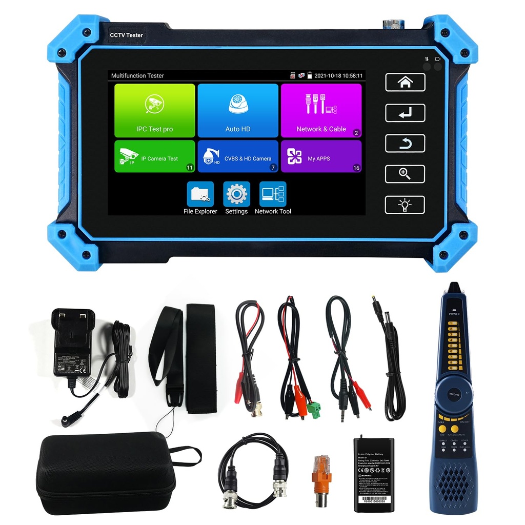 TESTEUR CAMERA IP/HDCVI/RJ45, ALL-IN-ONE, 8K, HDMI&VGA input, Poe Output, IPS TOUCH SCREEN 5.4"