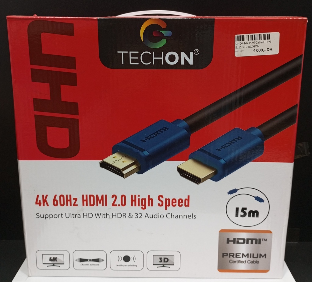 Cable HDMI 4k 15m G-TECHON