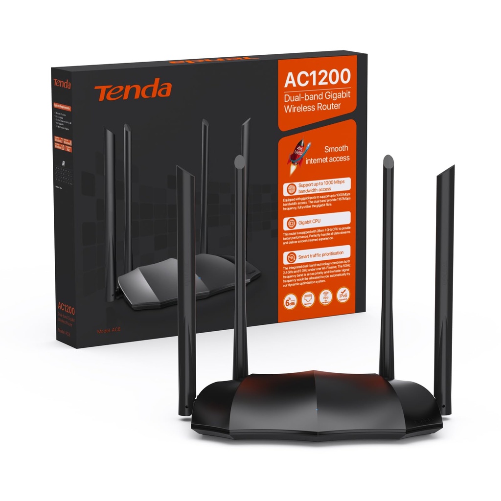 Routeur Tenda AC5 AC1200 Smart Dual-Band Wifi Avec 4 Antennes 5dBi