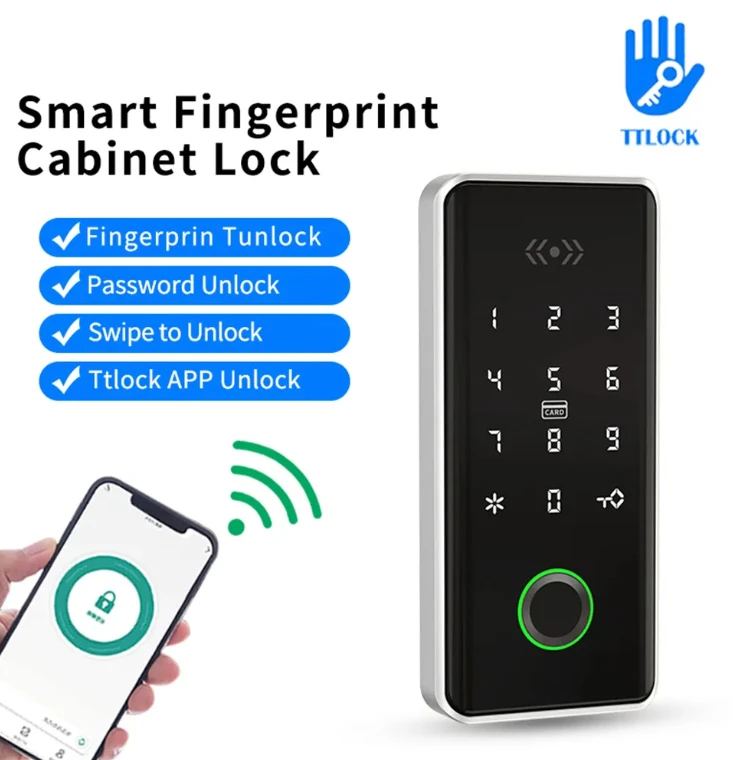 Serrure de porte en verre électronique intelligente empreinte digitale mot de passe carte -clé électronique avec application TTLOCK GL5T 