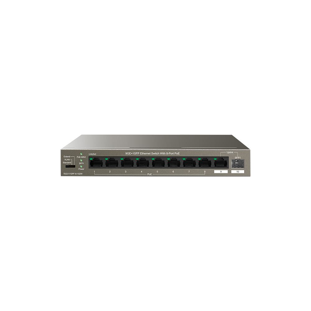 [TEG1110PF-8-102] TEG1110PF-8-102 92W SWITCH 8 PORTS GIGA 10/100/1000 POE+1PORT WAN 1 PORT SFP-DIST 250M