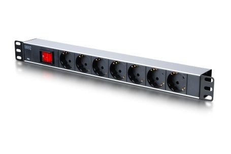 [ALIM-19-7-3500W] SIGMA Bandeau d'alimentation 19"/1U en ALUMINIUM PROFILE 7 prises BREAKER / Cable 2.0m 3500 W