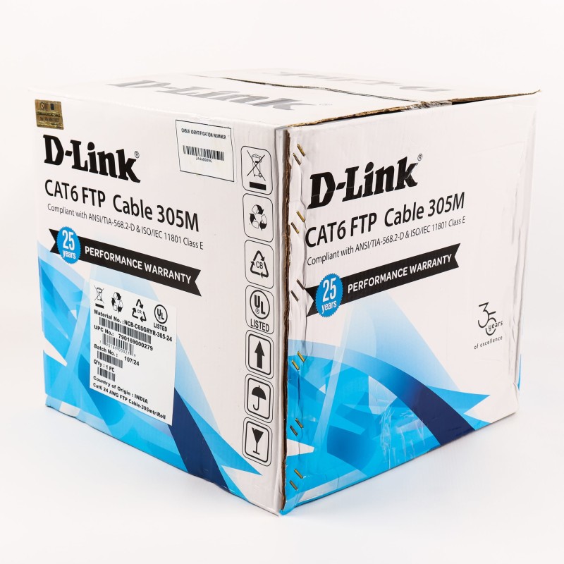 [FTP CAT6 305 GRY] Cable D-Link FTP CAT6 24 AWG PVC GREY 305m