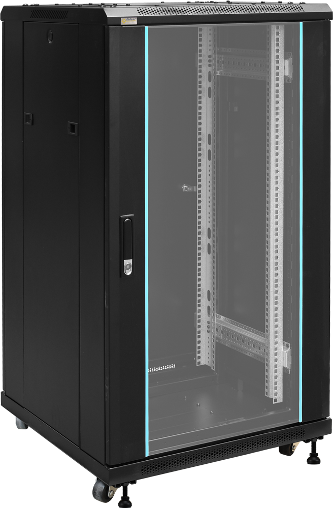 [SIG-ES6822] SiGMA Armoire De Brassage 22U L600mm x P800mm (Economy  style 600Kg Max); ( Porte Avant en Verre) Ouvrable Des deux Cotés  avec Clé , Noir
