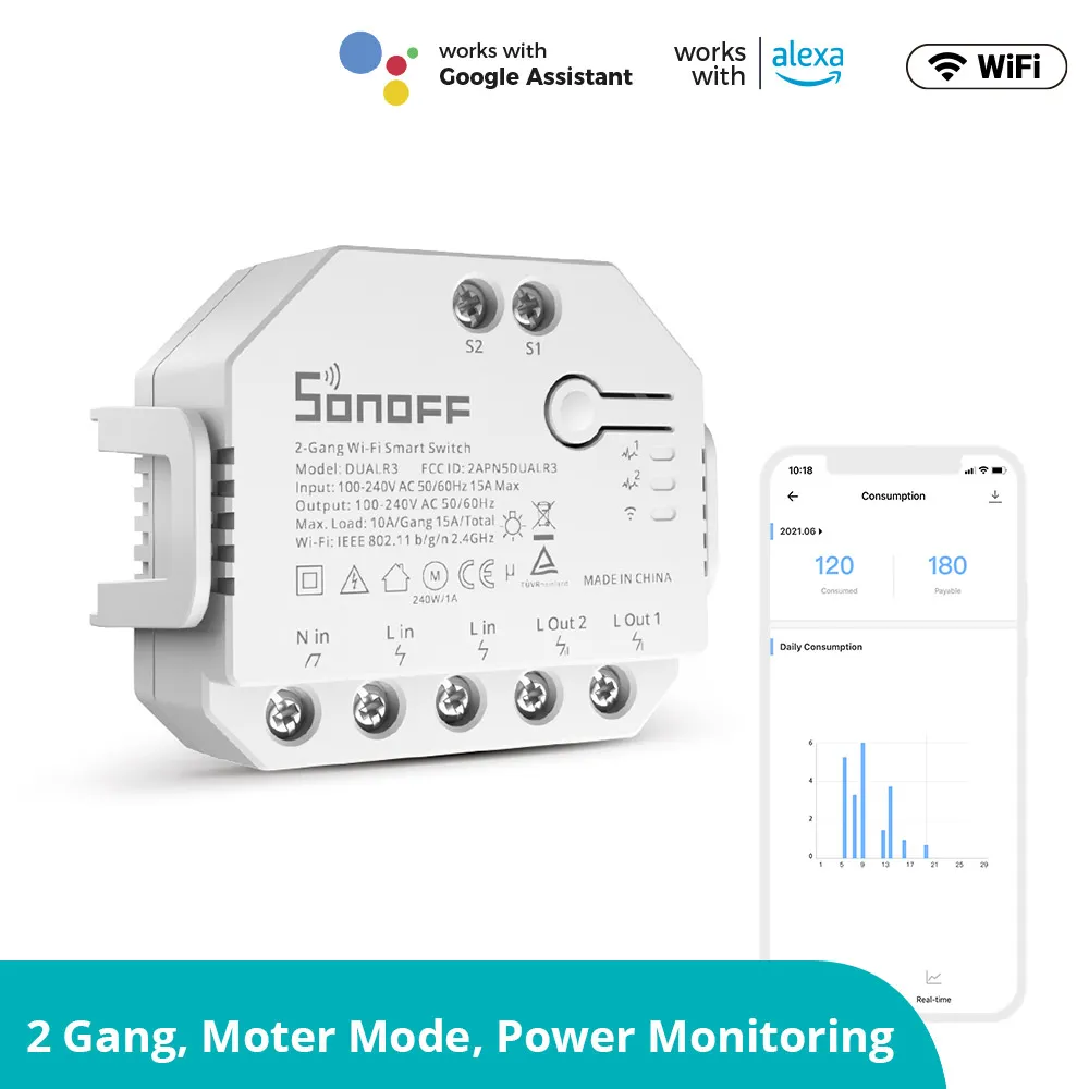 [DUALR3LITE] Sonoff 2 Gang Wi-Fi smart switch DUAL R3 LITE