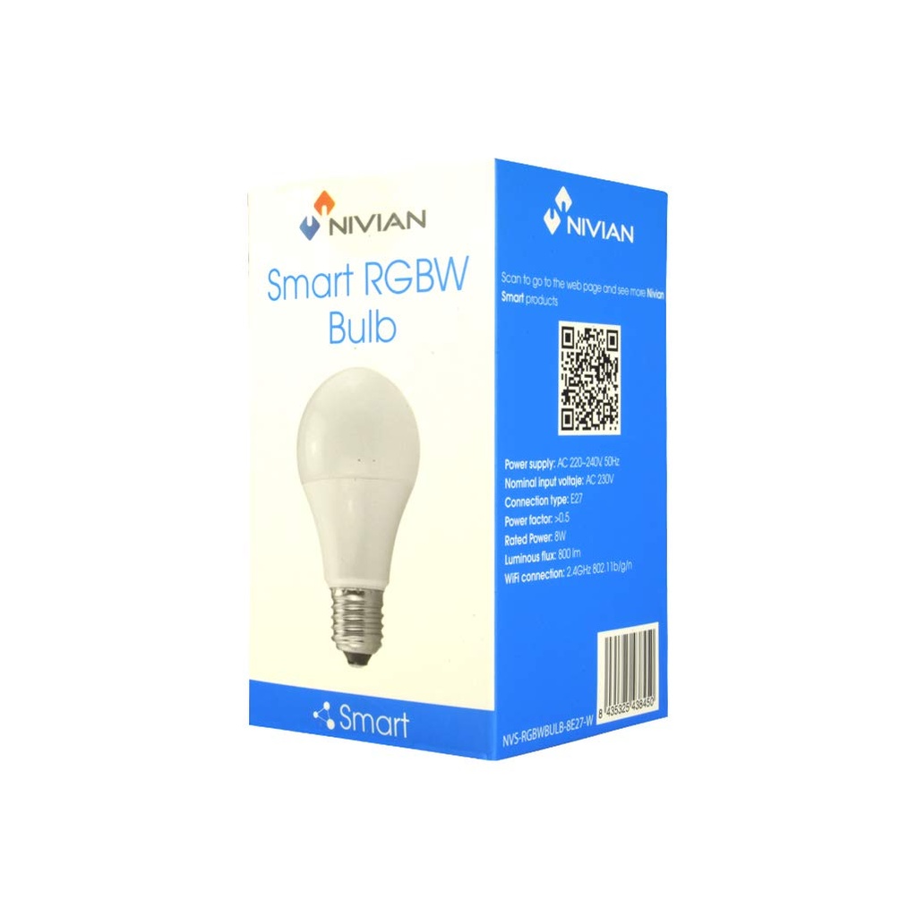 [NVS-RGBW] Lampe intelligente Nivian - Wi-Fi 2,4 GHz, couleurs RGB réglables 