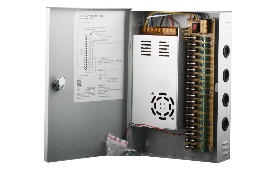 [12v30a] Bloc d'Alimentation CCTV 12V30A 18 Sorties NEWTECH