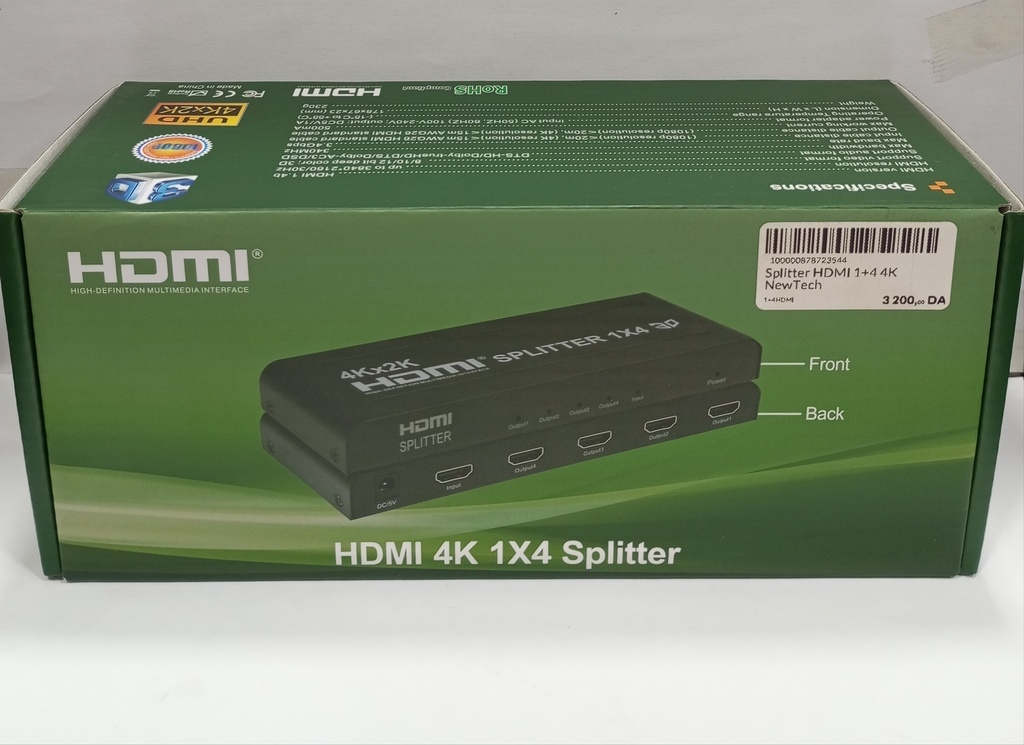 [1+4HDMI] Splitter HDMI 1+4 4K NewTech