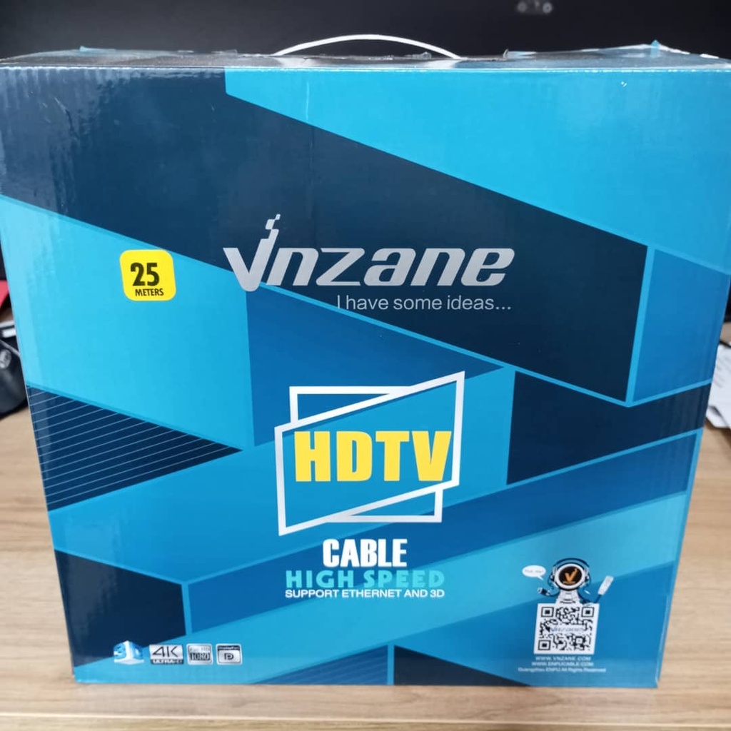 [VN-H835-25] Cable HDMI Vnzane ( Certifié ) 25M Cuivre V1.4 Red (Model VN-H835) (lm)
