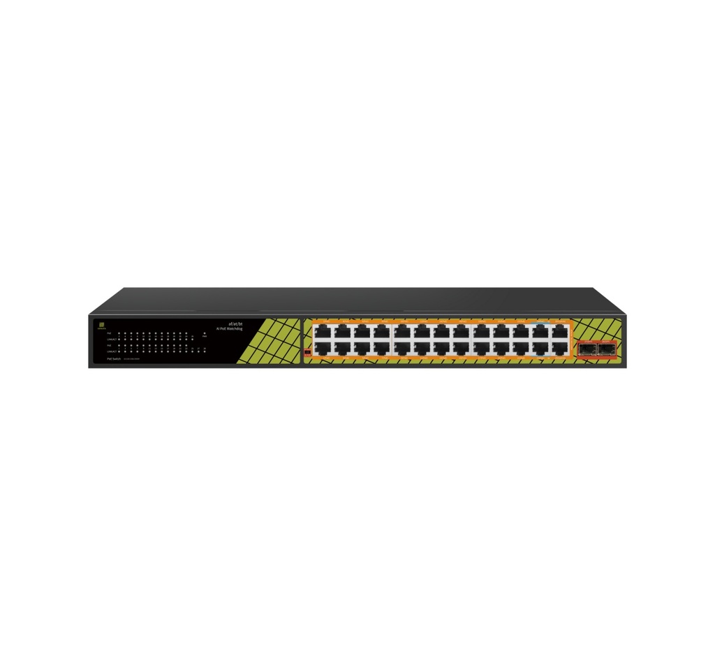 [GNT ES28GRH2-P] GENATA Switch 24 Ports RJ45 Gigabit PoE Total Power 300W; de port 30W / 60W cap 62Gbps 02xSFP UP 2.5G / 02XRJ45 Giga Uplink AI Poe switch / AI WATCHDOG -GNT ES28GRH2-P